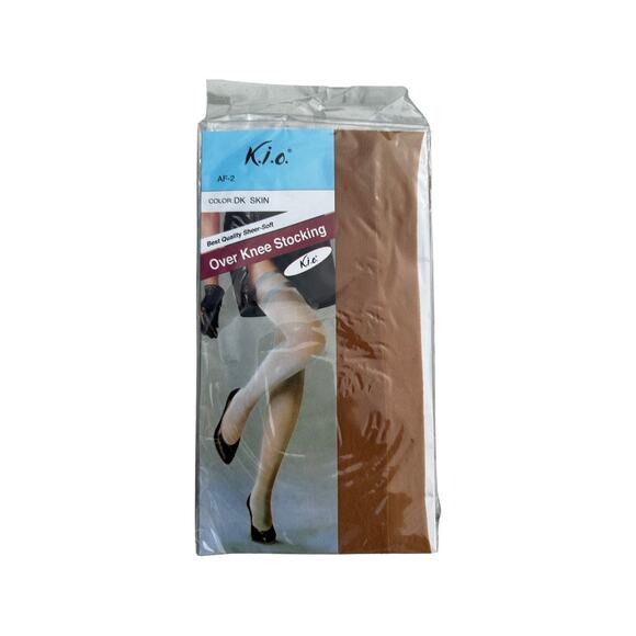 KIO Vintage Over the Knee Stockings Nude, Dark Skin and Black - Picture 2 of 4